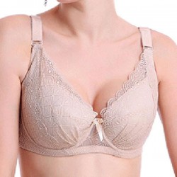 Plus Size Cotton Underwire Push Up Soft Lace Thin Bra